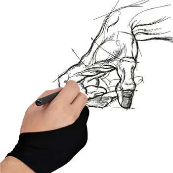 Профессиональная противообрастающая перчатка с 2 пальцами свободного размера, перчатка для рисования художником на графическом планшете Huion