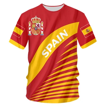 Модная Летняя Женская и Мужская 3D Футболка С Логотипом Национального флага Испании 
