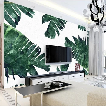 beibehang Европейское растение из банановых листьев Фон стены телевизора изготовленная на заказ большая фреска из шелковой ткани экологические обои