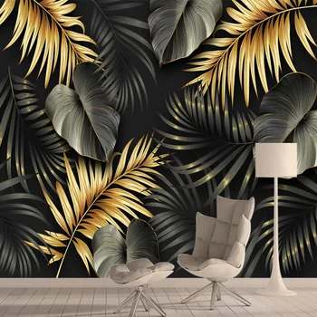 Изготовленные на заказ самоклеящиеся обои Accept TV Nordic Jungle Banana Leaf Обои для домашнего декора для гостиной, ванной, кафе, фрески в рулоне