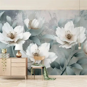 изготовленные на заказ рельефные резные цветы обои для гостиной обои для спальни картина маслом фон Наклейки на стены художественные обои