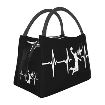 Баскетбольные сумки для ланча с изоляцией Heartbeat для женщин, Многоразовый термоохладитель для баскетбола, коробка для бенто в больнице, офис